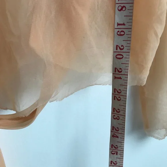 Zara Nude Sheer Long Sleeve Belted Blouse - Picture 10 of 13